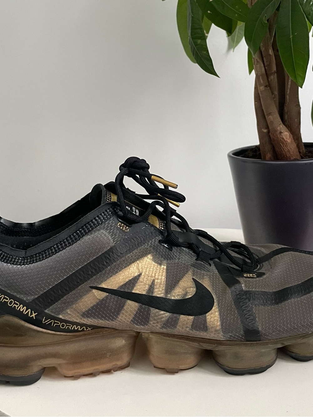 Men Size 14 Nike Air Vapormax Black Gold 2019 Running Shoes
